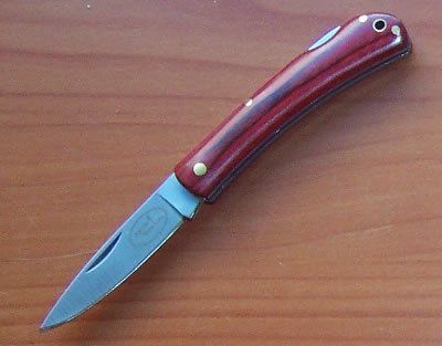 Folding Knife Red Wood Handle