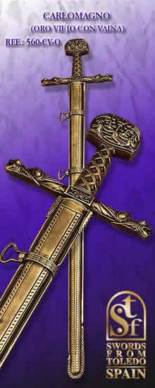 Carlomagno´s Sword, with Scabbard, old gold